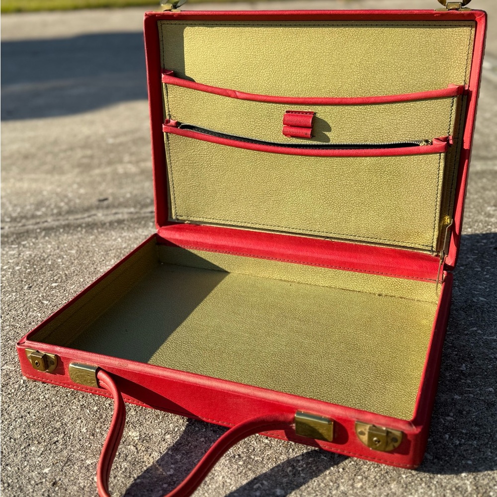 Vintage Red Leather Briefcase